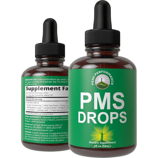 Peak Performance PMS Relief 9-In-1 liquid drops front bottle view