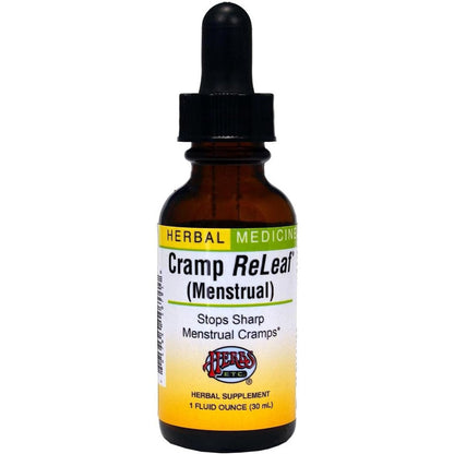 Herbs Etc. Cramp ReLeaf Menstrual Classic Liquid Extract one ounce bottle front view for period pain relief.