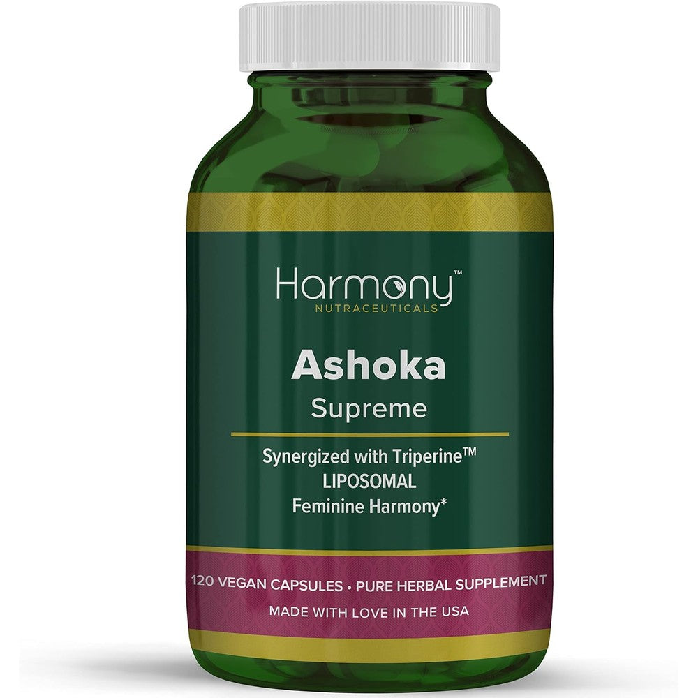 Harmony Nutraceuticals Ashoka Supreme Extract Capsules green bottle front view for female wellness