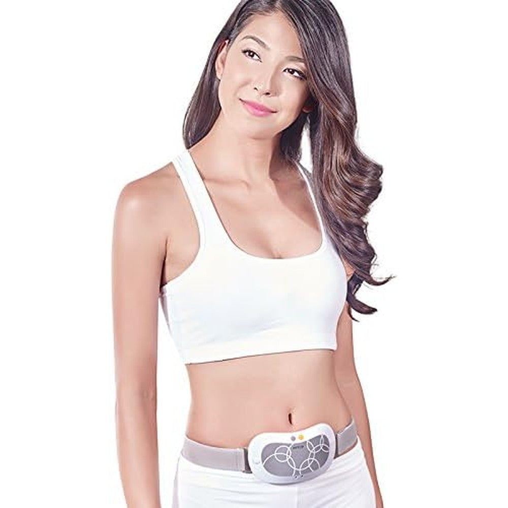 DailyObjects Menstrual Period Heated Massage Belt front view showing the sleek white digital control interface.