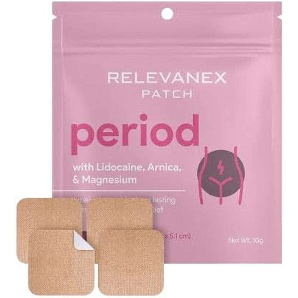Relevanex transdermal patches for menstrual cycle comfort front packaging