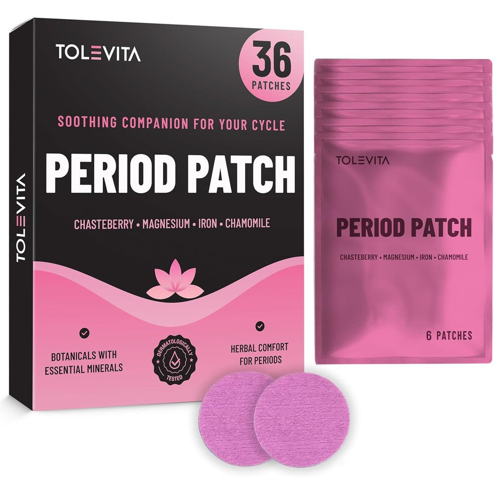 Tolevita Period Relief Patches 36 Pieces box front view