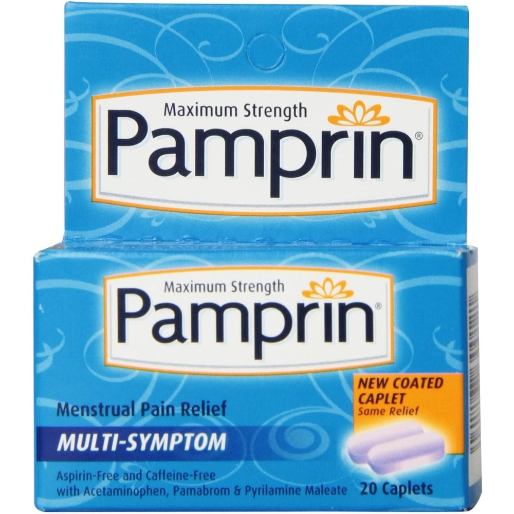 Pamprin Maximum Strength Multi Symptom Menstrual Pain Relief box front view