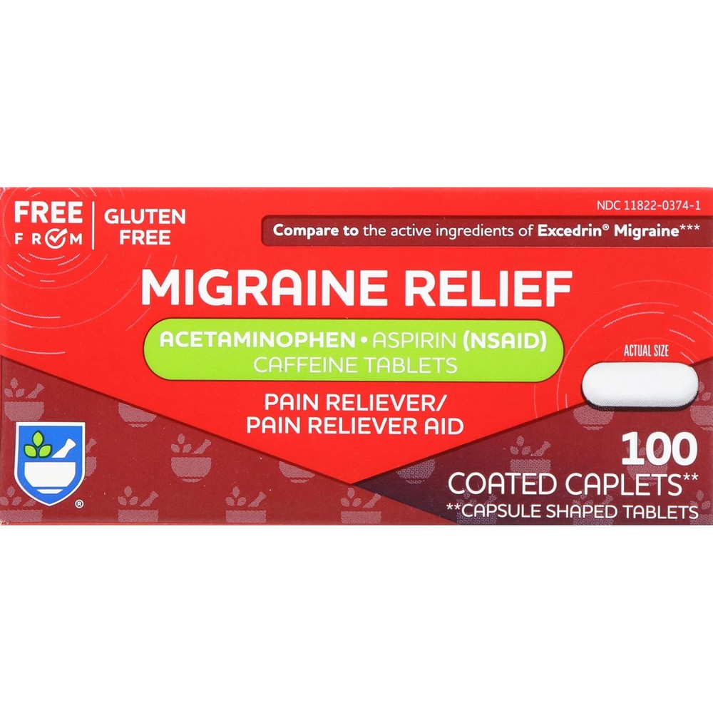 Rite Aid Migraine Relief 100 Count bottle front view