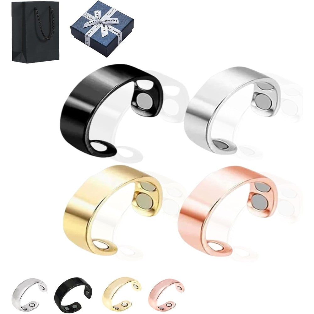 Auvulis Vitality Migraine Ring front view in adjustable stainless steel finish