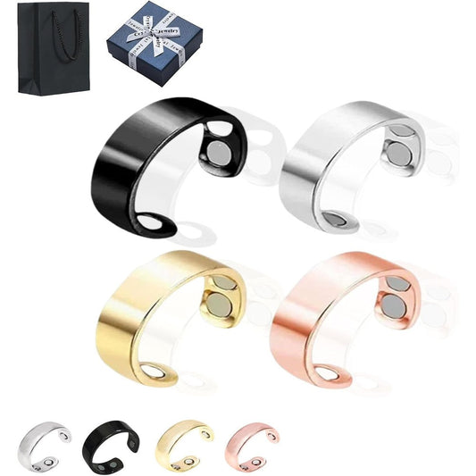 Auvulis Vitality Migraine Ring front view in adjustable stainless steel finish