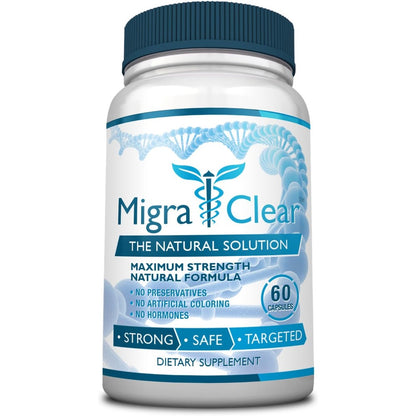 MigraClear All Natural Migraine Support front of bottle