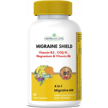 Herbacure Natural Migraineshield 60 Capsules front view packaging