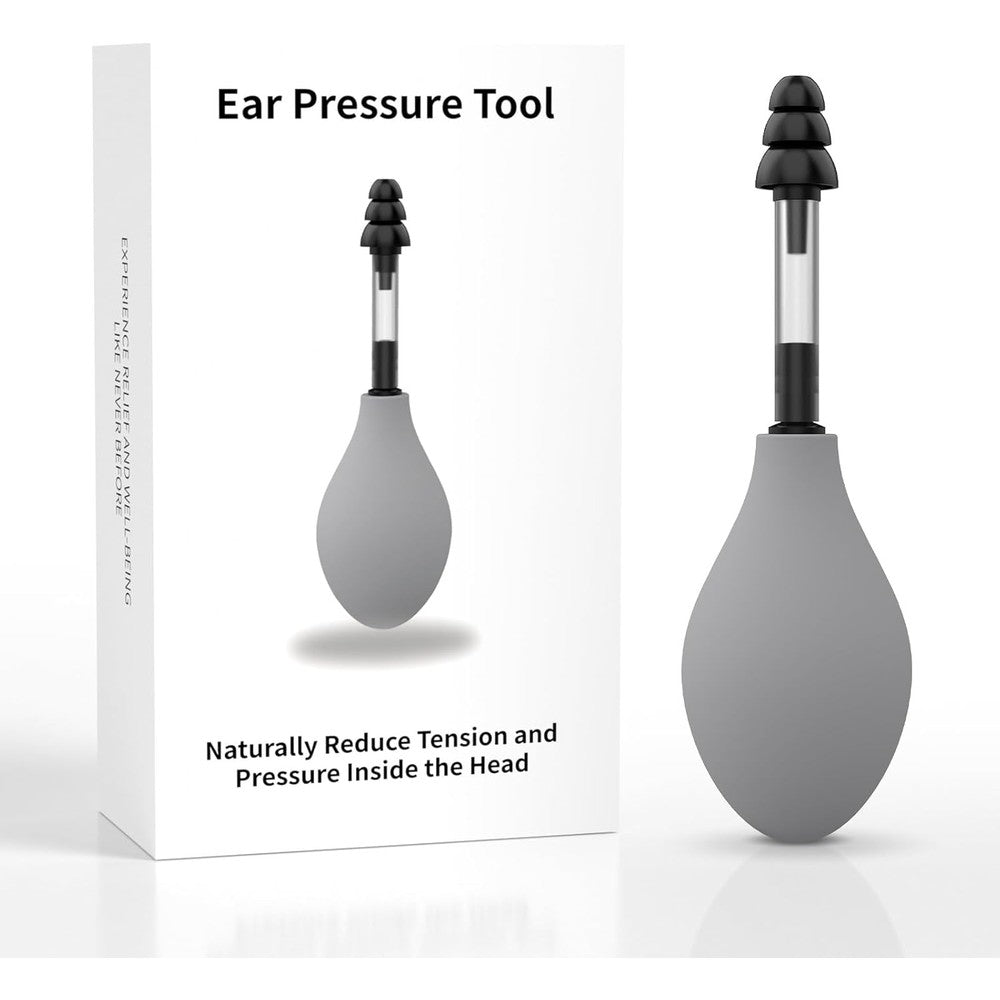 Funvalley Surperfect Ear Pressure Relief Tool gray front view for natural migraine and headache alleviation.