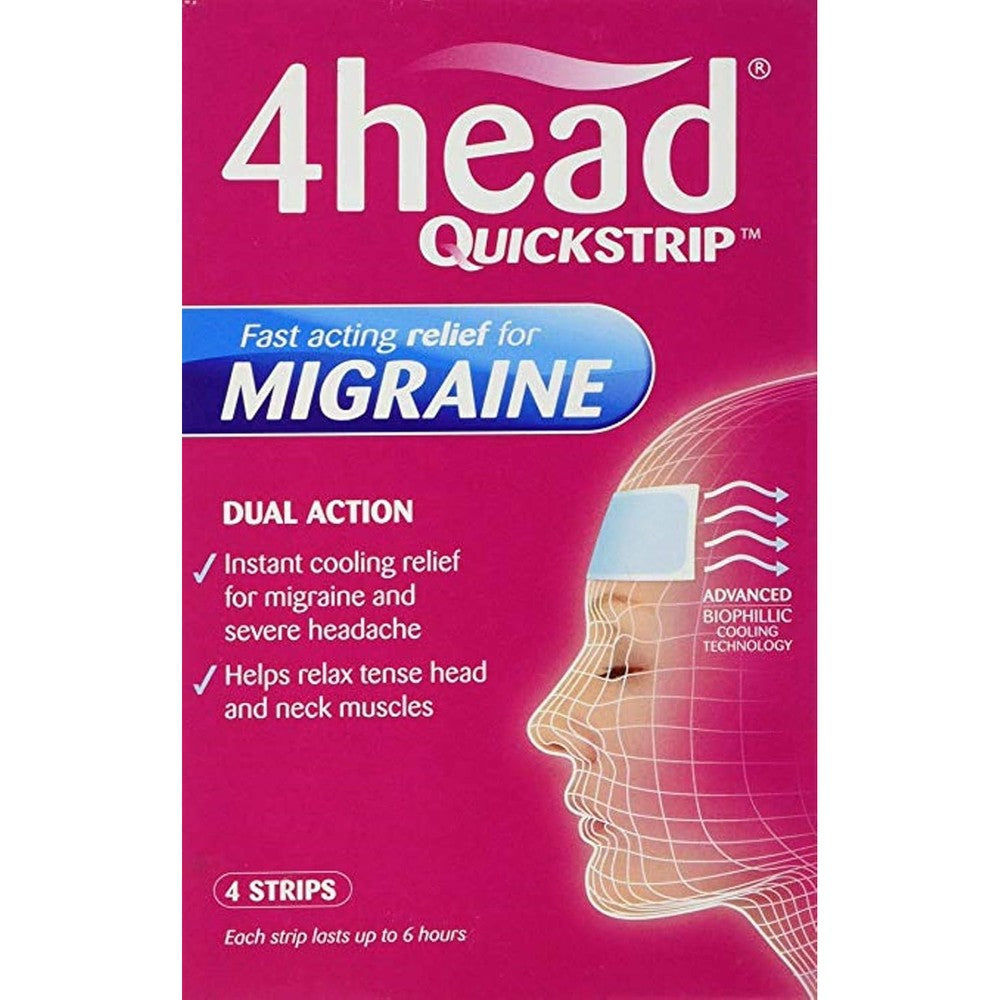 4Head Quickstrip Headache and Migraine Relief Strips pack front view