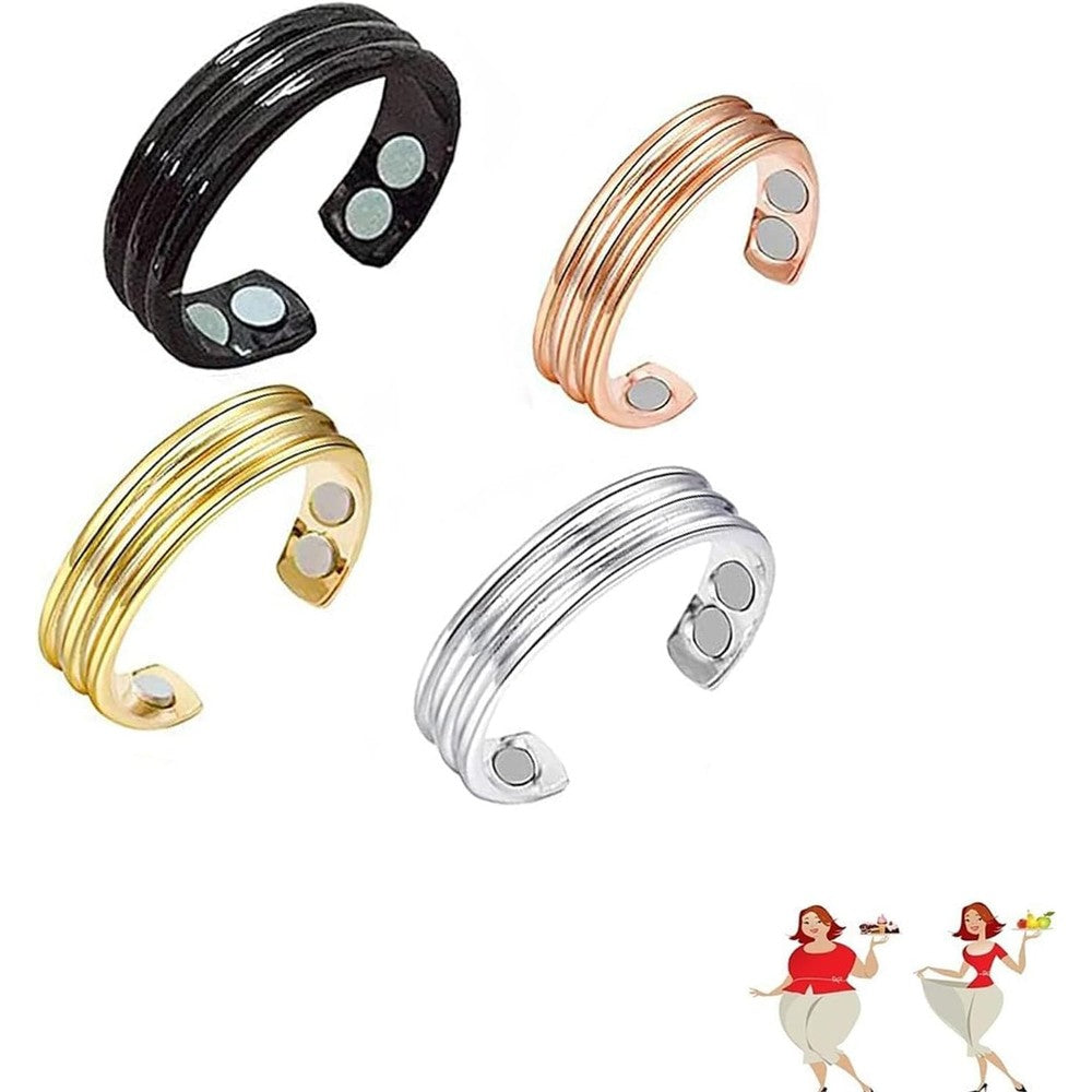 KOFISNI Auvulis migraine ring front view showing black adjustable stainless steel band.