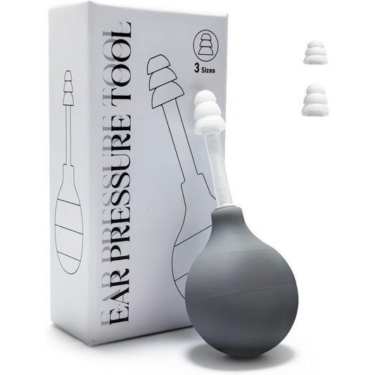 Nerxerx Ear Pressure Relief Device with suction bulb and silicone tips front view