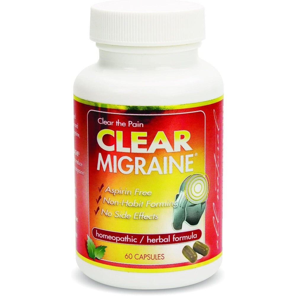 Clear Products Homeopathic Formula Migraine Relief 60 Count bottle front view