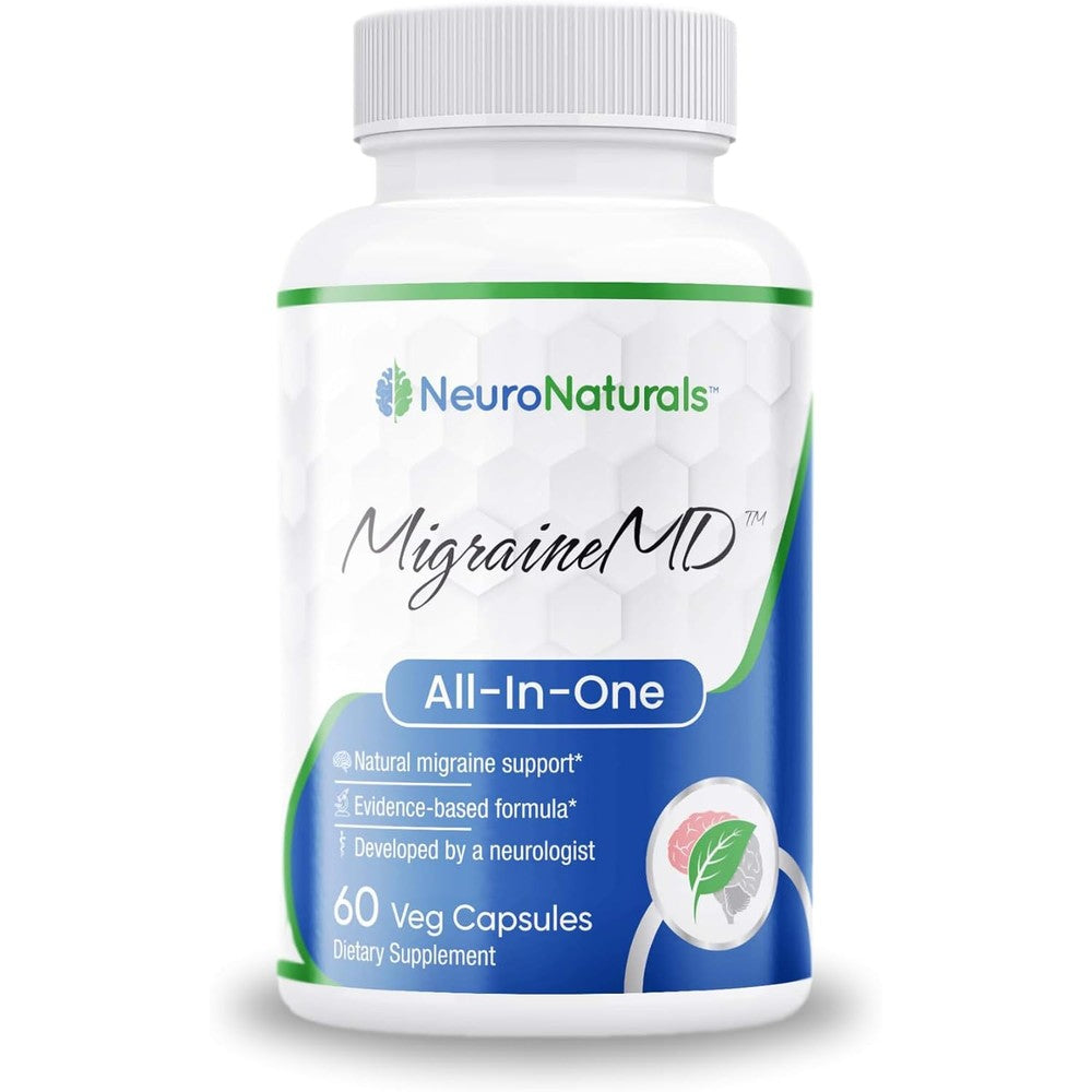 Migraceutics MigraineMD bottle front view for natural migraine prevention supplement