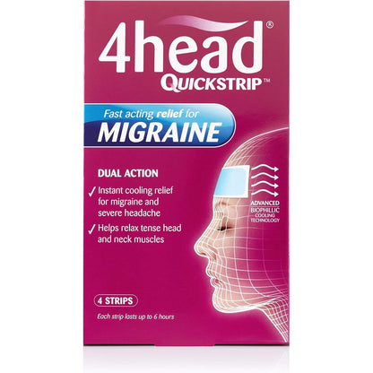 4head Quickstrip Headache and Migraine Relief Strips front packaging view