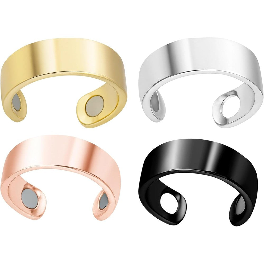 JIYANSH ENTERPRISE 33 Migraine Relief Rings front view displaying four gold magnetic acupressure rings.