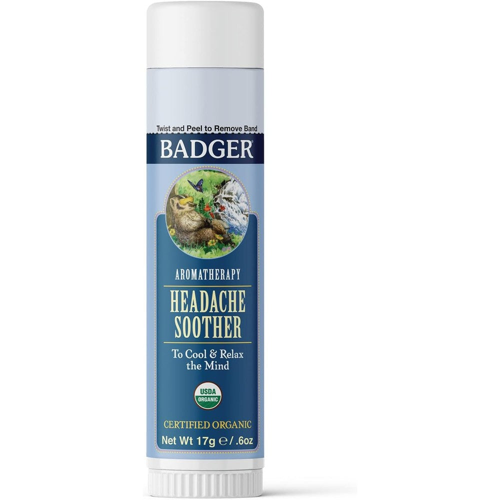 Badger Headache Soother organic aromatherapy stick front view