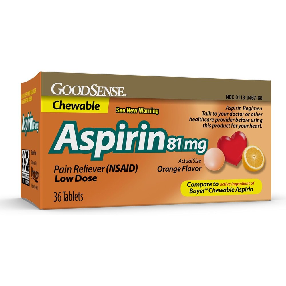 GoodSense Low Dose Aspirin 81 mg front view of box