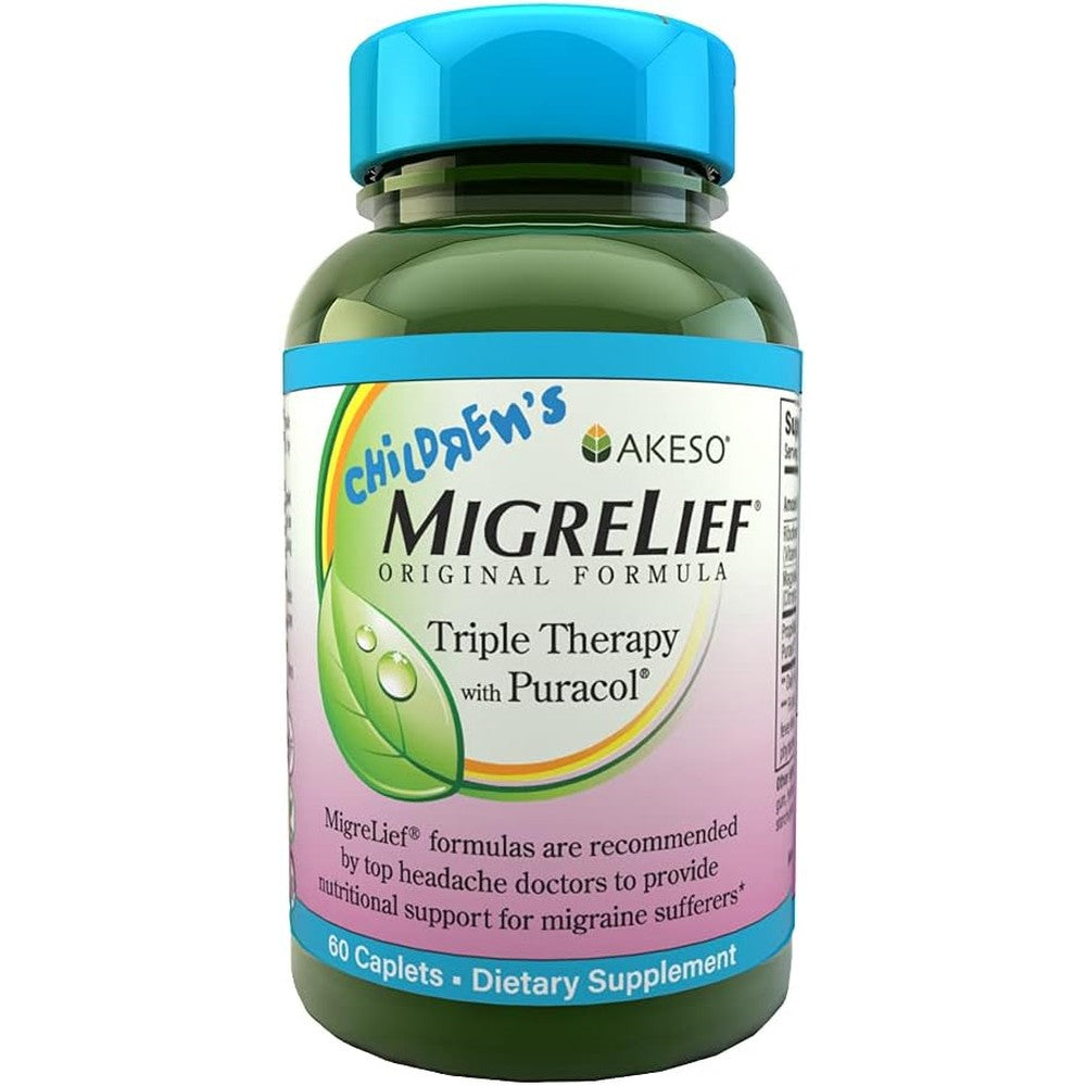 MigreLief Children's Triple Therapy with Puracol supplement bottle front view