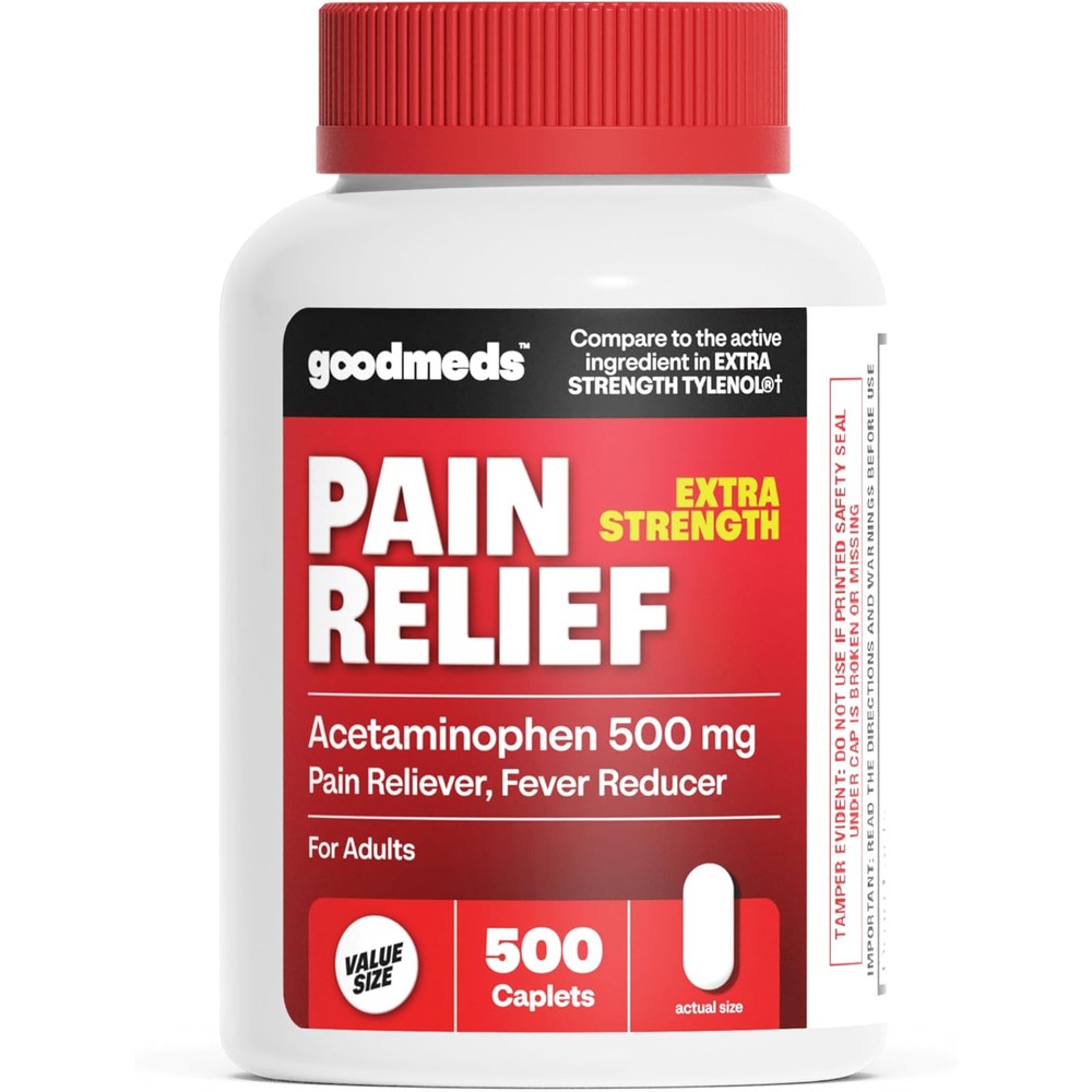 GoodMeds Acetaminophen 500mg extra strength front view bottle