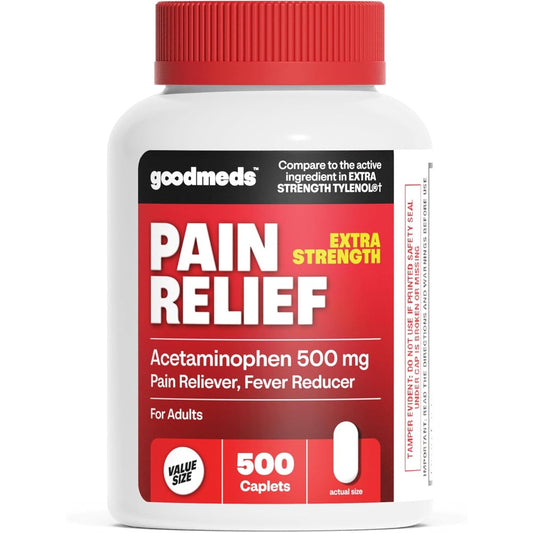 GoodMeds Acetaminophen 500mg extra strength front view bottle