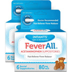 Feverall Infant Acetaminophen Suppositories 6 Rectal Suppositories 80mg Each Pain Reliever/Fever Reducer. Paraben Free, No Artificial Colors or Other preservatives. Ages 6-36 Months (Pack of 2)