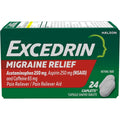 Excedrin Migraine Relief Caplets for Migraine Symptoms, Acetaminophen 250mg, Aspirin 250mg, Caffeine 65mg, Pain Reliever, 24 Count