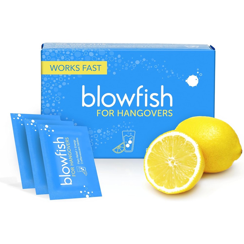 Blowfish for Hangovers - Fast Hangover Relief in 15 Minutes | Headache Relief, Energy, and Hydration in One Step | Single Box