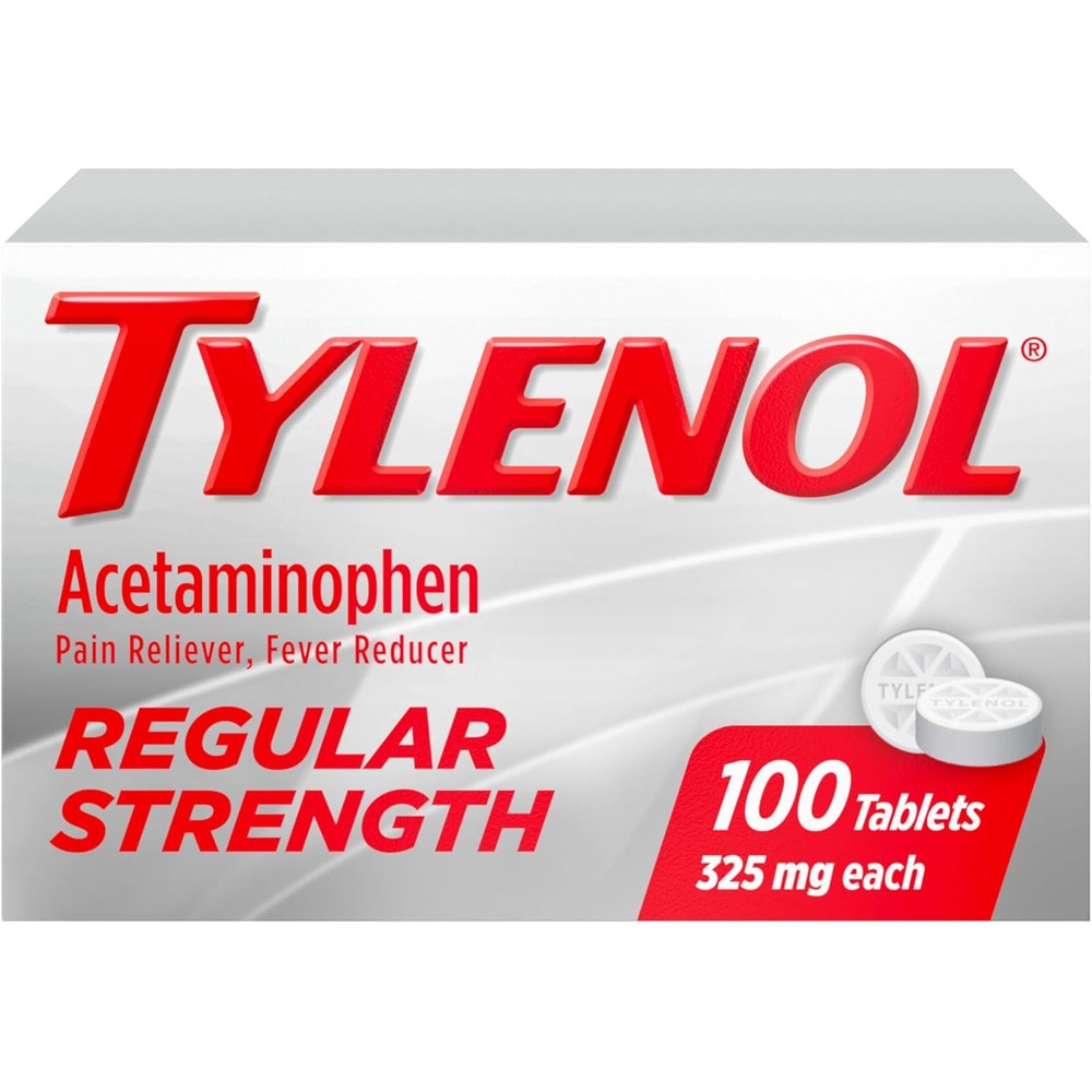 Tylenol Regular Strength Tablets with 325 mg of Acetaminophen, Fever Reducer & Pain Reliever for Headache, Backache, Muscle Aches, Joint Pain & Menstrual Cramps, 100 ct