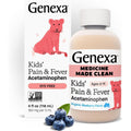 Genexa Children's Clean Acetaminophen | Pediatrician Preferred Ingredients | Pain & Fever Reducer for Kids | Dye Free, 0% Artificial Additives | Ages 2-11, Delicious Organic Blueberry Liquid, 4 fl oz