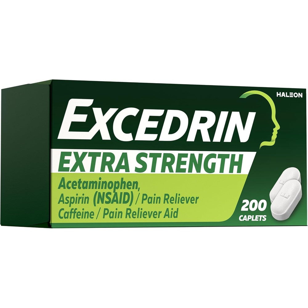 Excedrin Extra Strength Pain Relief Caplets for Headache Relief, Acetaminophen 250mg, Aspirin 250mg, Caffeine 65mg, Pain Reliever, 200 Count