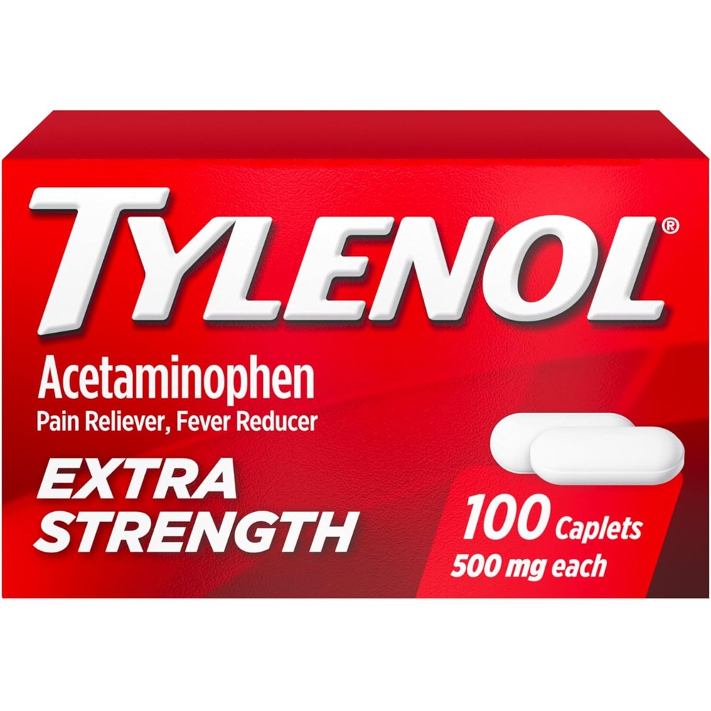 Tylenol Extra Strength Pain Relief Pills, Acetaminophen 500mg Caplets, Pain Reliever and Fever Reducer Medicine for Headache, Backache, Toothache & Minor Arthritis, 100 Count Bottle