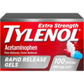 Tylenol Extra Strength Acetaminophen Rapid Release Gels, Pain Reliever & Fever Reducer, Gelcaps with Laser-Drilled Holes for Fast Release, Gentle on Stomach, 500 mg Per Gelcap, 100 Count OTC Medicine