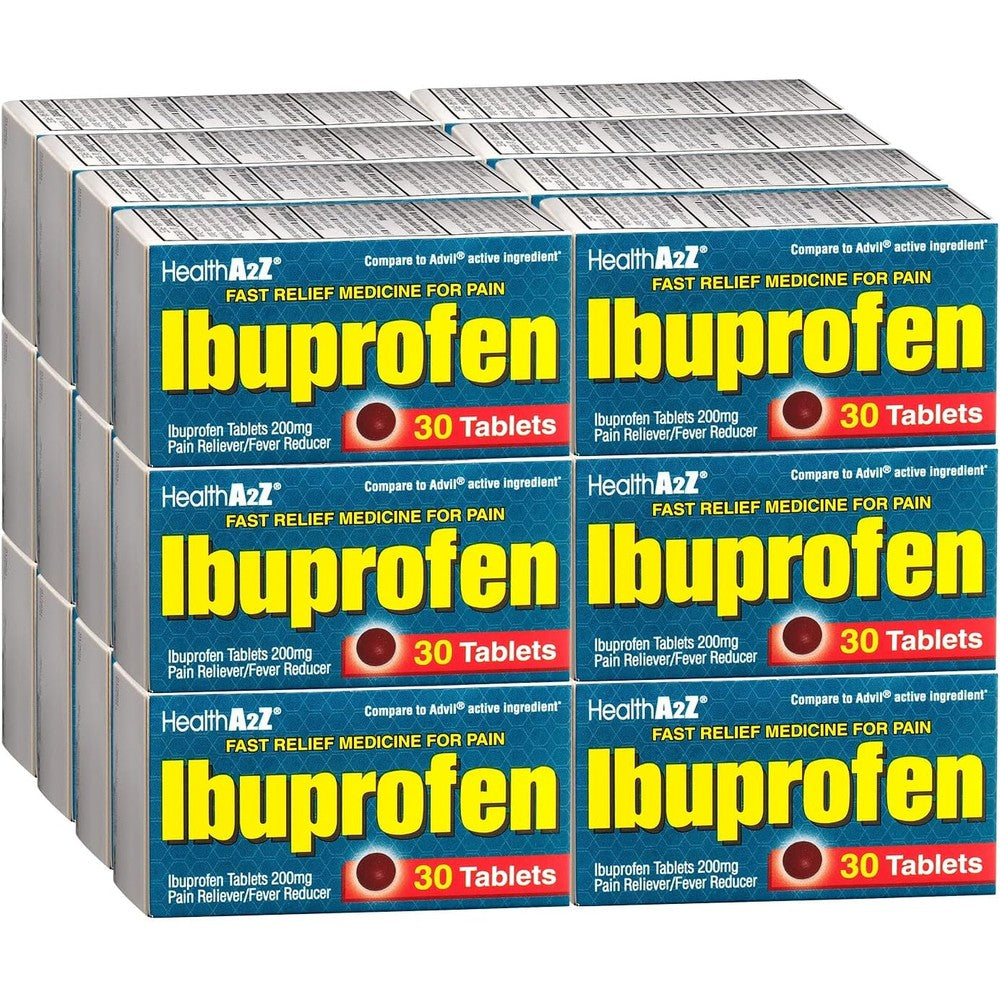 HealthA2ZÂ® Ibuprofen Caplets 200mg | Pain Reliever & Fever Reducer | 24 Packs of 30 Tablets (720 Tablets Total) | Value Pack | NSAID