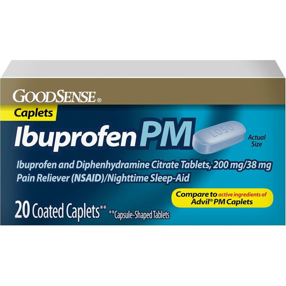 GoodSense Ibuprofen PM, Ibuprofen 200 mg and Diphenhydramine Citrate 38 mg Tablets, Pain Reliever and Nighttime Sleep-Aid