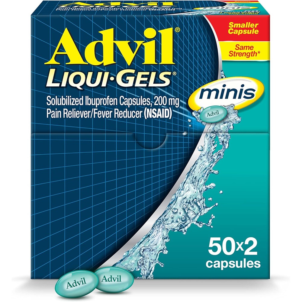 Advil Liqui-Gels Minis front of pack showing 200mg dosage