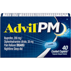 Advil PM Pain Reliever and Nighttime Sleep Aid 40 count bottle front view