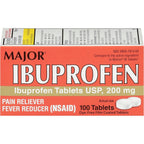 MAJOR Dye-Free Ibuprofen Tablets 200 mg - Helps Temporarily Reduce Fevers - Offers Pain Relief - 100 Tablets (1-Pack)