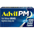 Advil PM Pain Reliever And Nighttime Sleep Aid, Pain Medicine With Ibuprofen For Pain Relief And Diphenhydramine Citrate For A Sleep Aid - 120 Coated Caplets