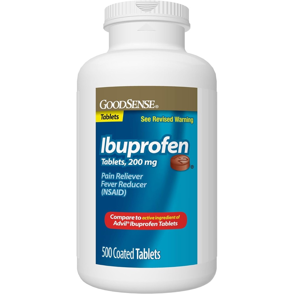 GoodSense Ibuprofen Tablets - 200 mg - Fever Reducer & Pain Relief for Body Aches, Headache, Arthritis Pain, Menstrual Cramps, 500 Count