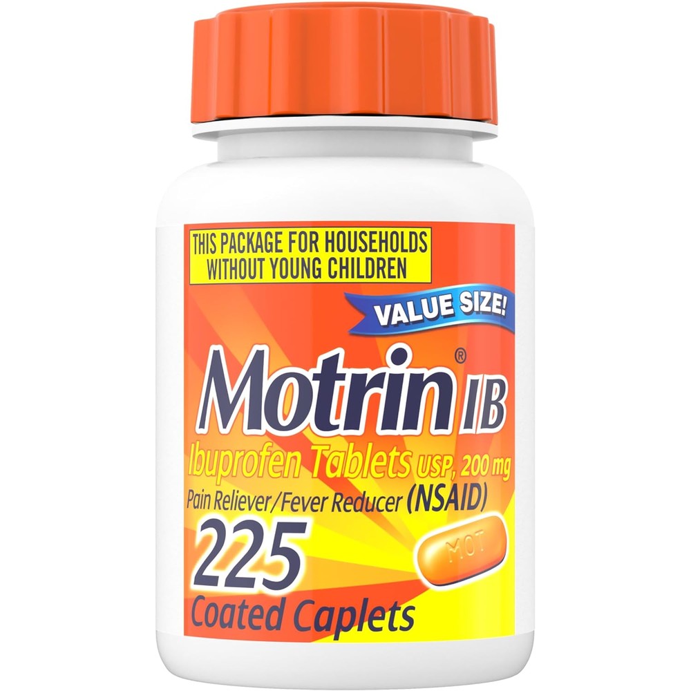 Motrin IB Ibuprofen 200mg Tablets, Ibuprofen Pain & Fever Reliever for Headache, Backache, Muscular Aches, Menstrual Pain & Minor Arthritis Pain, Over-The-Counter NSAID Medicine, 225 ct