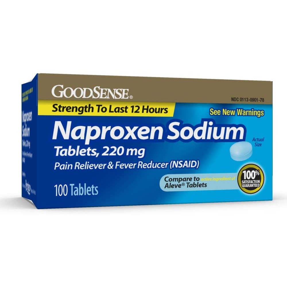 GoodSense All Day Pain Relief Naproxen Sodium 220mg front packaging view for authentic USA import over the counter healthcare