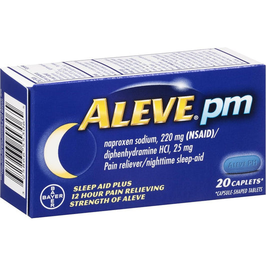 Aleve PM Nighttime Sleep Aid 20 Count front packaging view