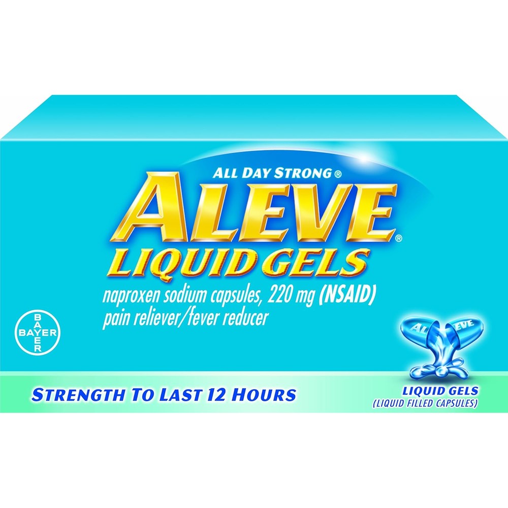 Aleve Naproxen Sodium Pain Reliever Liquid Gels front package view