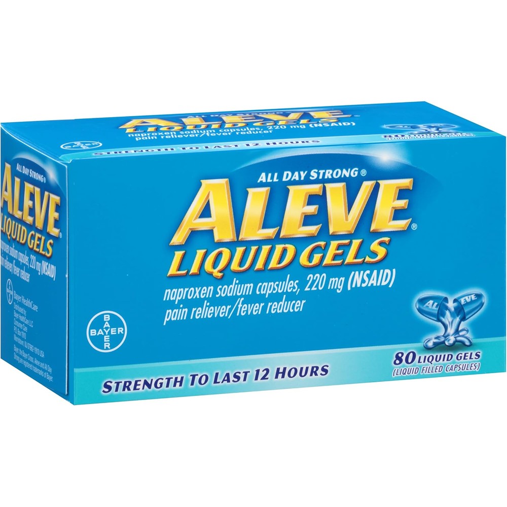 Aleve liquid gels pain reliever pack of two front packaging view