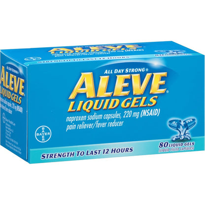 Aleve liquid gels pain reliever pack of two front packaging view