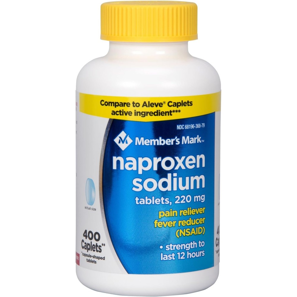 Member's Mark 220 Milligram Naproxen Sodium 400 count bottle front view authentic USA imported pain reliever