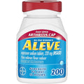 Aleve Naproxen Sodium pain reliever twin pack front view showcasing two bottles of two hundred caplets each