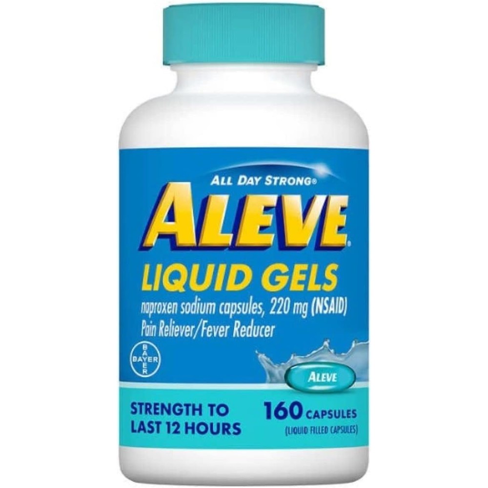 Aleve Liquid Gels Naproxen Sodium 220 mg 160 count bottle front view