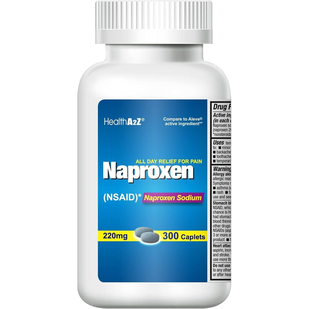 HealthA2Z Naproxen Sodium 220mg front view bottle for fast pain relief